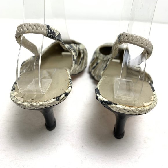 TALBOTS Genuine Leather Slingback kitten High Heels Snakeskin Reptile Print sz 7 - Picture 2 of 16